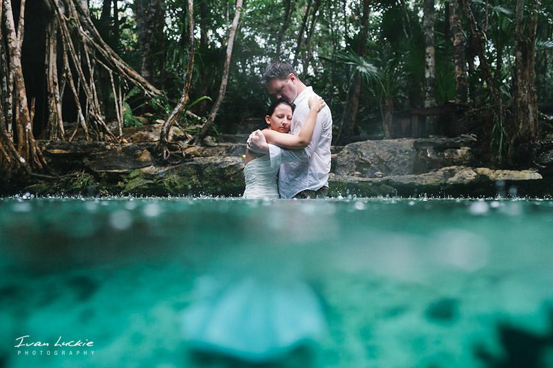 Carlee+Bryan-Cenote Azul Playa del Carmen-luckiephotography-1