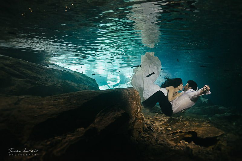 Caroline+Kiril - Cenote underwater wedding Photographer - Ivan Luckie Photography-1