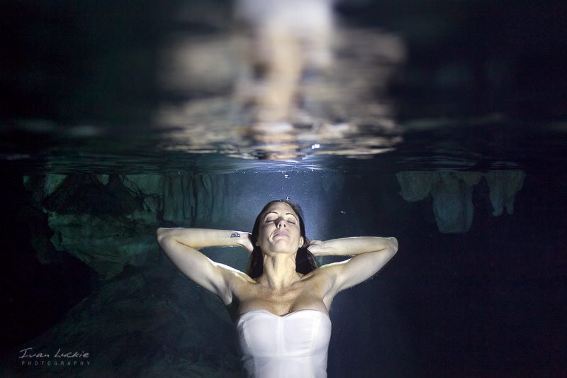 Stephanie and Marcos underwater cenote trash the dress-11