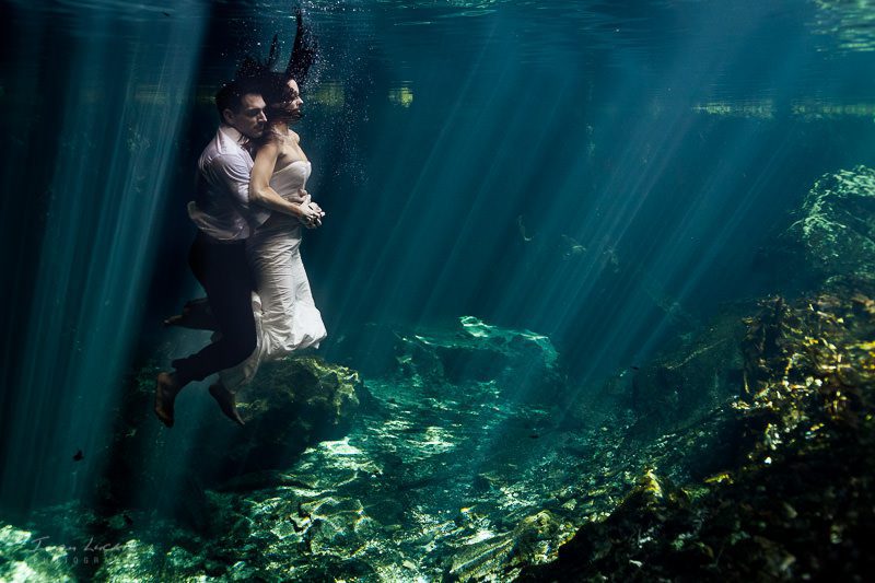 Stephanie and Marcos underwater cenote trash the dress-2