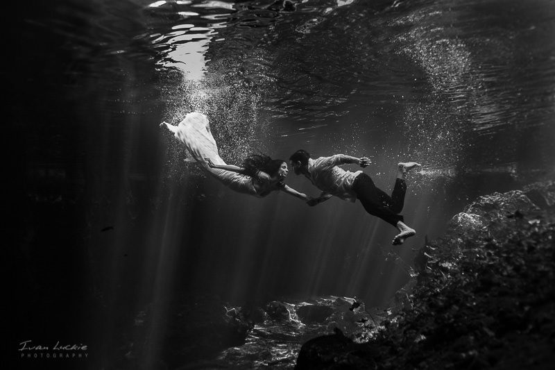 Stephanie and Marcos underwater cenote trash the dress-5