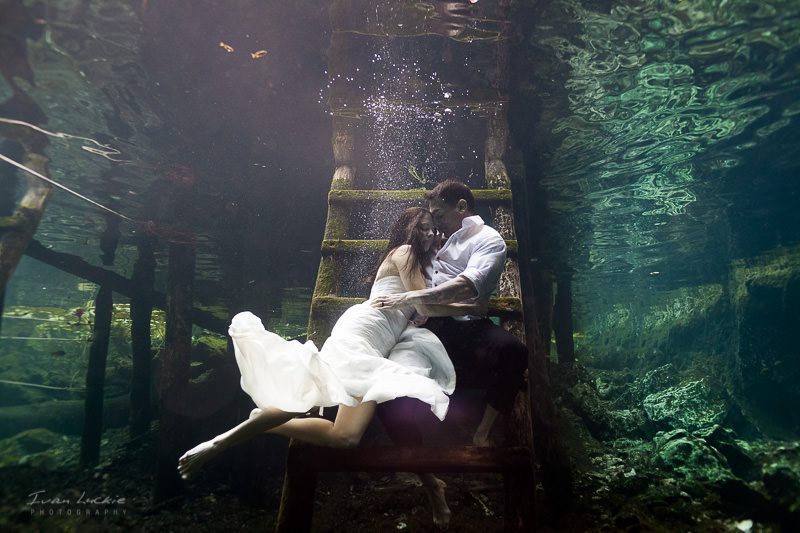 Stephanie and Marcos underwater cenote trash the dress-6