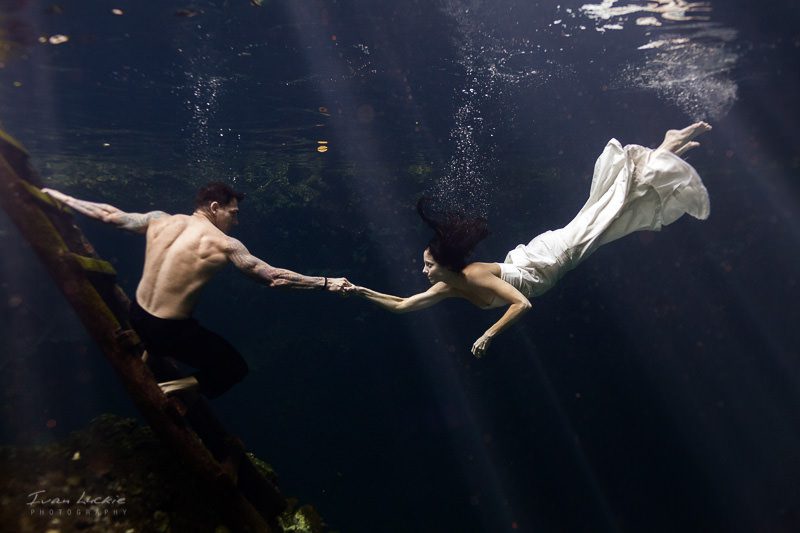 Stephanie and Marcos underwater cenote trash the dress-8