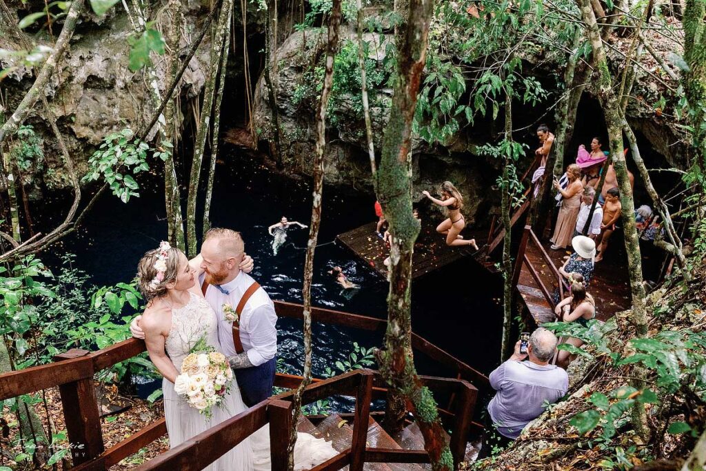 guests enjoying after the cenote ceremony